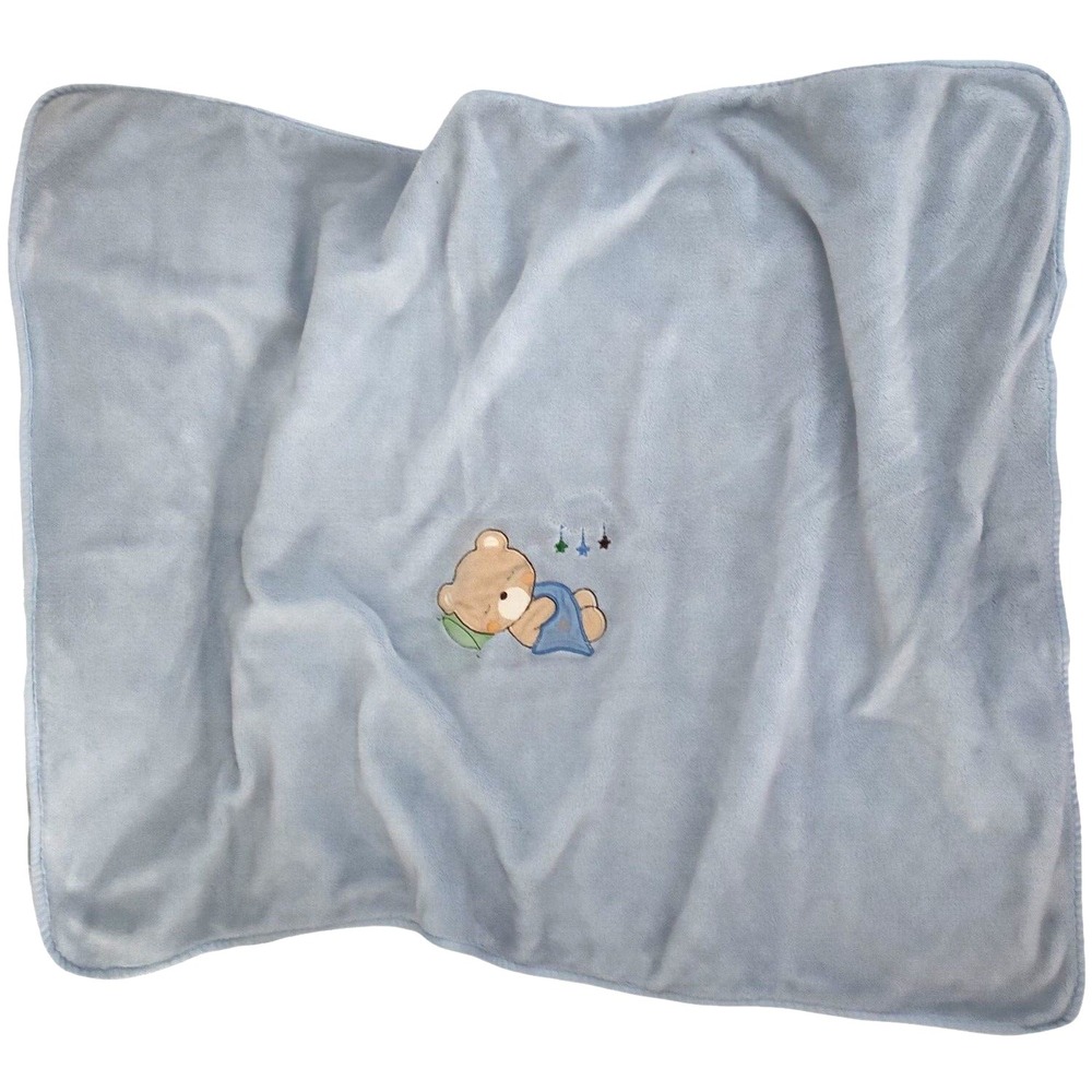 Northpoint Baby Blue‎ Sleeping Bear Blanket Stars Cloud Soft htf Lovey
